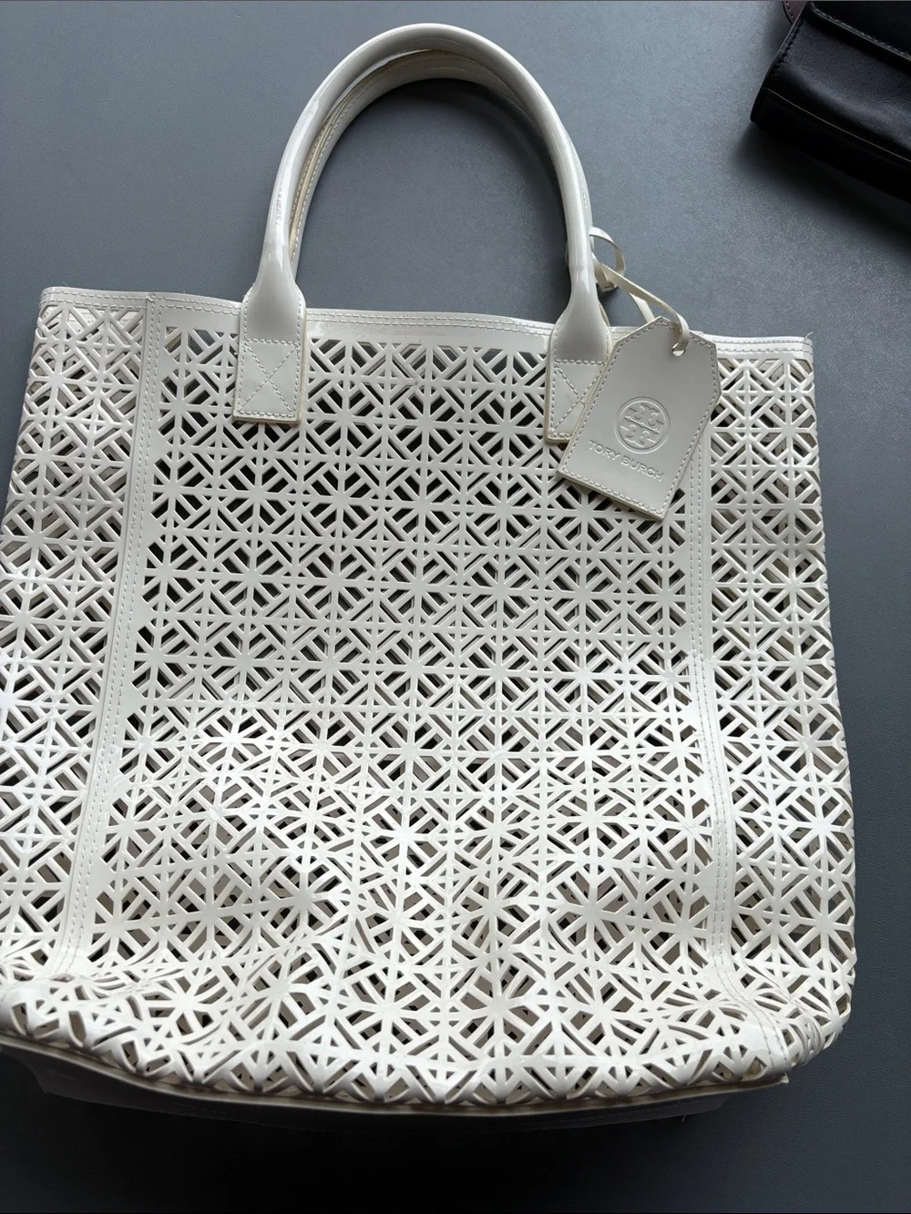 Tory Burch White Laser-Cut Tote